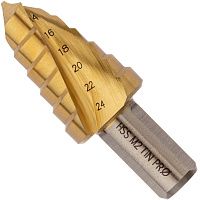 Сверло по металлу ступенчатое 14-24 мм HSS-G M2 TiN Профоснастка Эксперт 30106003, в упаковке